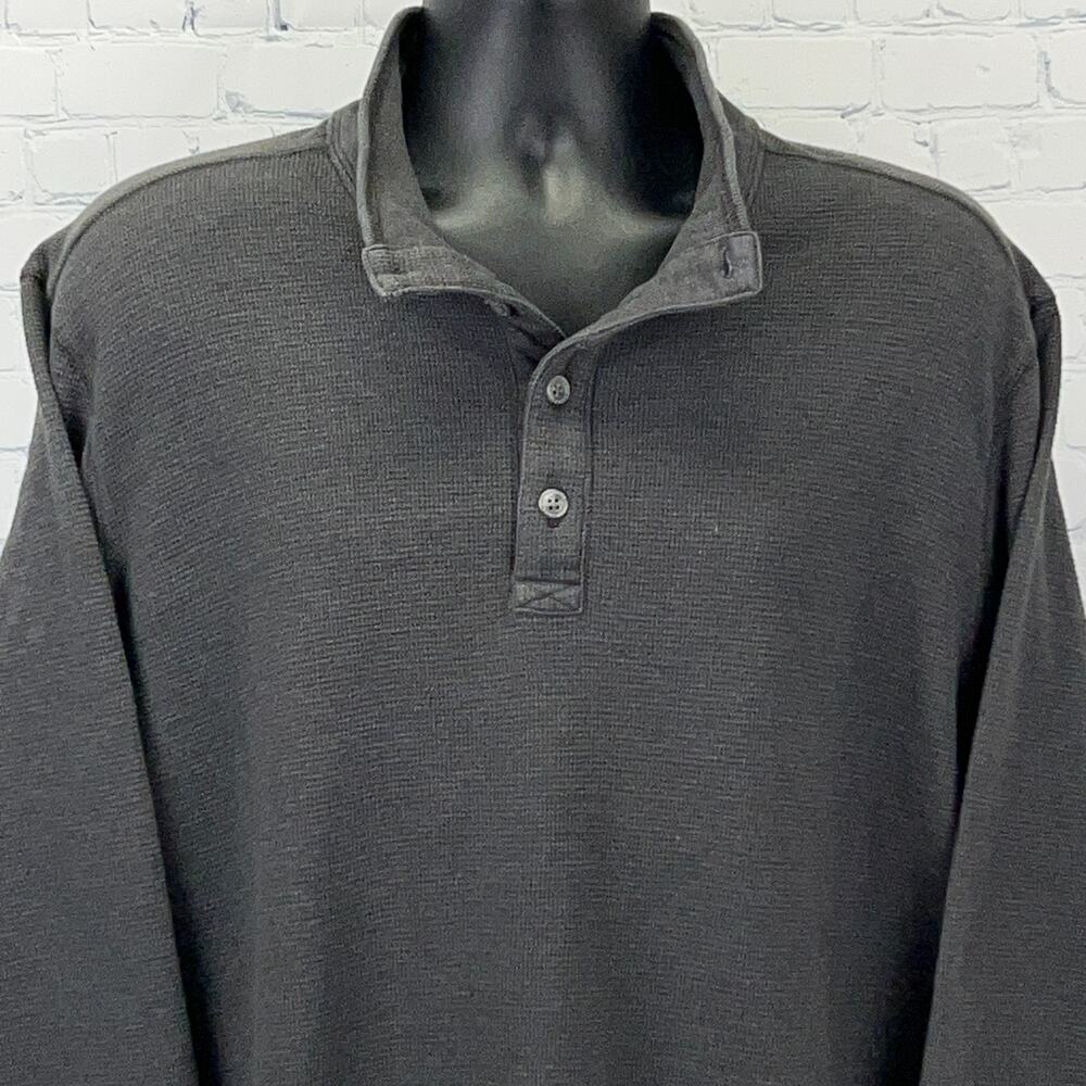 Eddie Bauer Thermal Henley XL X‑Large Gray Cotton Polyester Long Sleeve Shirt